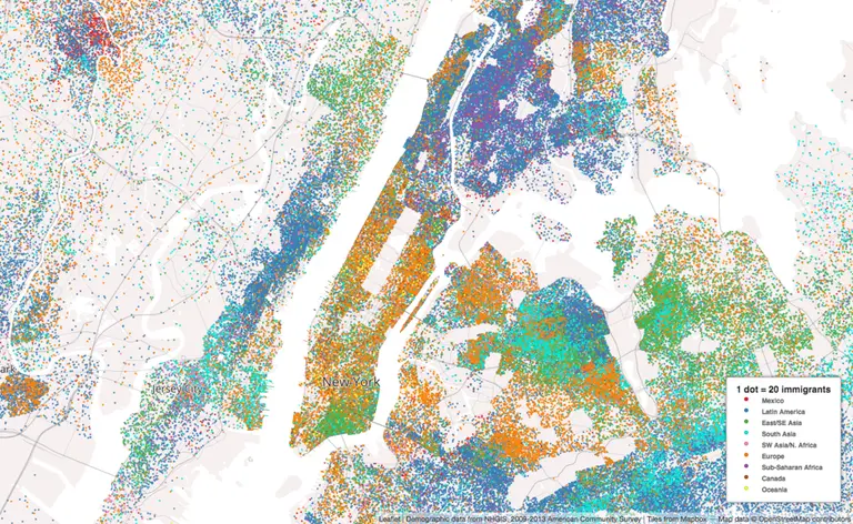 Colorful Dot Maps Paint a Picture of Immigration in the U.S.