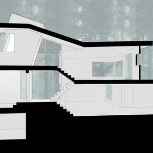 section perspective, split level home, architecture lloyd neck new york