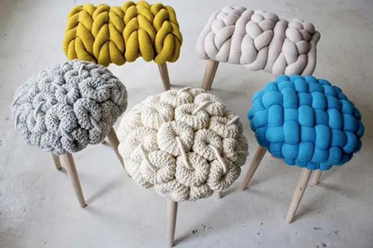 Claire-Anne O’Brien Designs Chunky Woolen Stools to Cozy Up With This Autumn