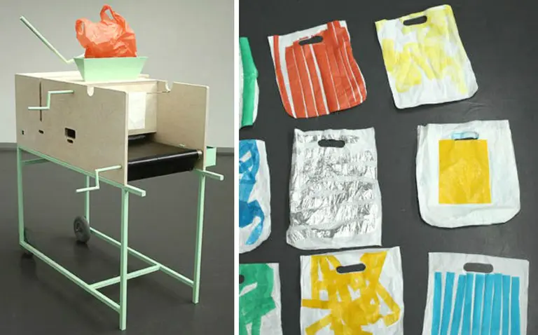 Machine Turns Plastic Bags Into Stylish Totes; Donate Money to Create a Bushwick Font Style
