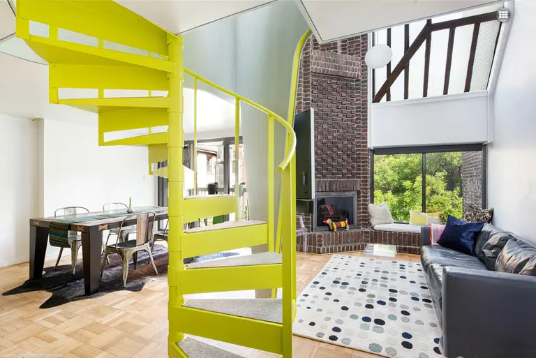 For $1.5M, a Neon Yellow Spiral Staircase and Private Roof Deck in a Chelsea Modernist Gem
