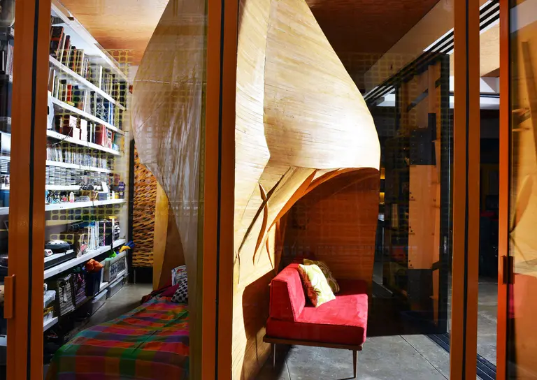 A Wood Boat Hull Makes Up the Mezzanine of This Colorful Chelsea Loft