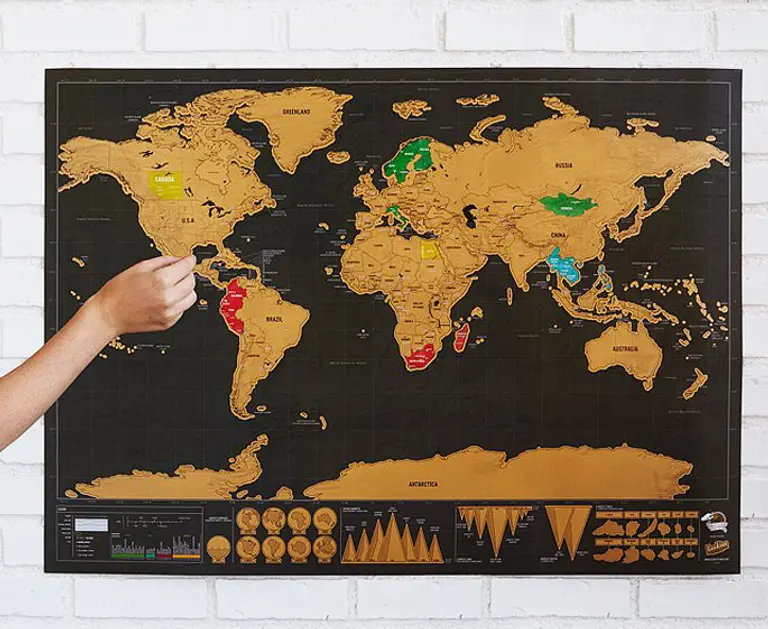 Keep Track of Your World Travels With This Colorful Scratch-off Map