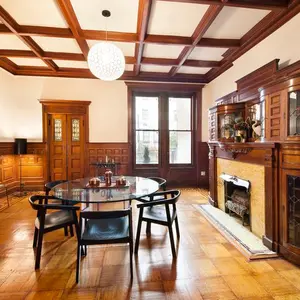 857 Carroll Street, Park Slope, dining room, fireplace, townhouse, matthew blesso