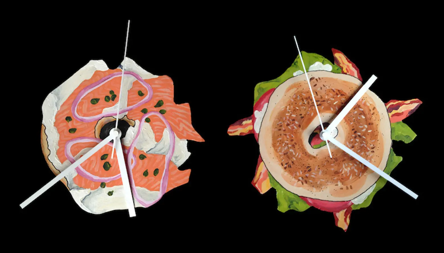 Custom Painted Bagel Clocks Are the Perfect Wall Decor for Your NYC Breakfast Nook
