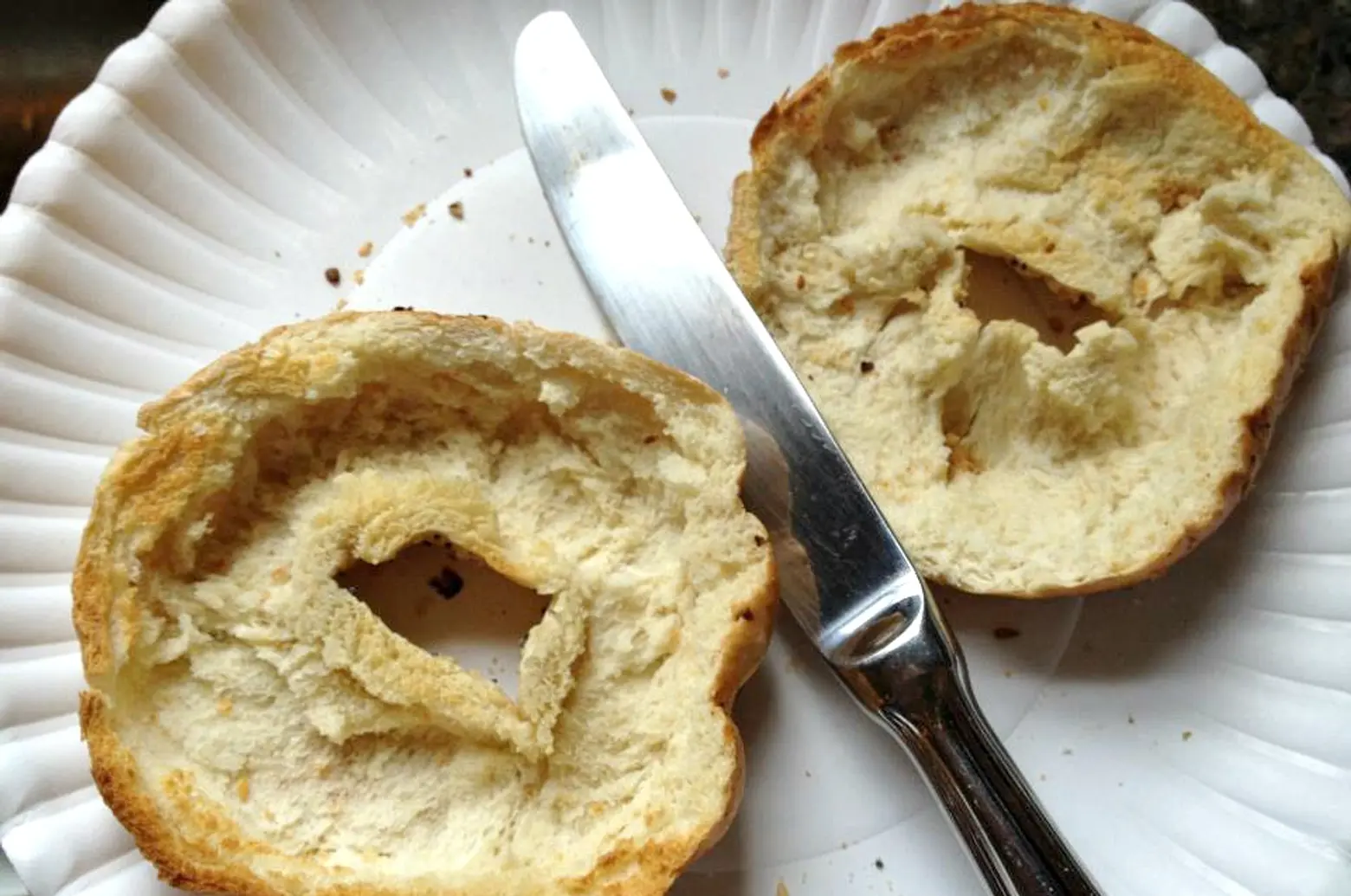 scooped-out bagel