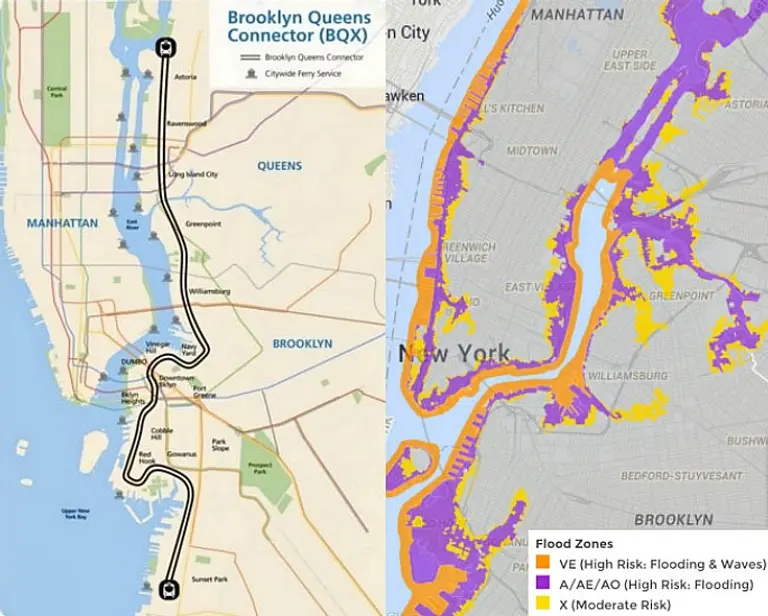 The Brooklyn-Queens Streetcar Would Run Entirely Through Flood Zones