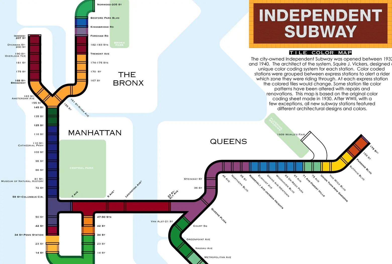 This Map Explains the Historic Tile Color System Used in NYC Subway Stations