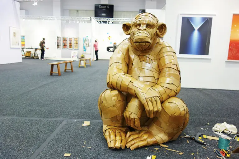 Artist Laurence Vallières Builds Giant Chimp from Up-cycled Cardboard