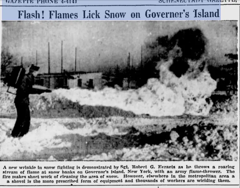 Fire and Ice: City Snow Removal Methods Included an Army Flamethrower