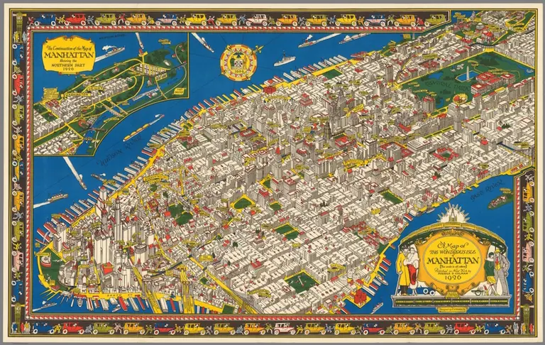 This Illustrated 1926 Map of Manhattan Shows the City as It Was, Both Fanciful and Familiar