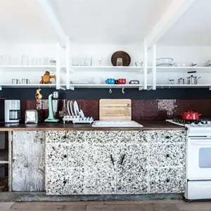 rockaway houseboat, airbnb, kitchen