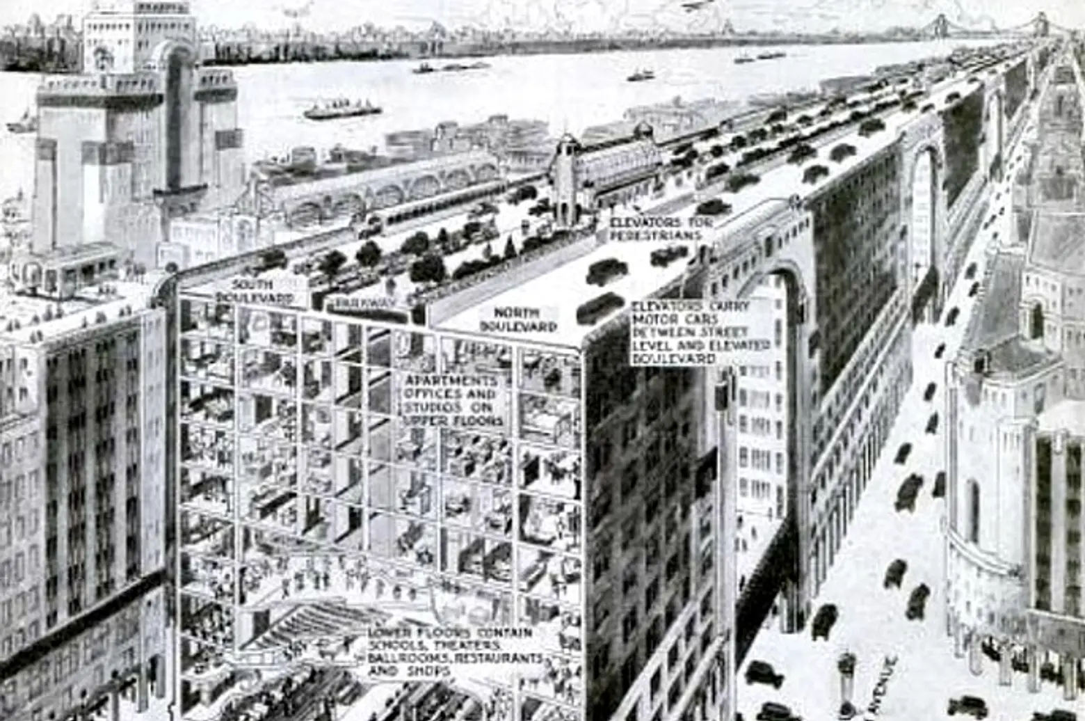 In 1927, NYC Almost Got a 16-Mile Highway Along Building Rooftops