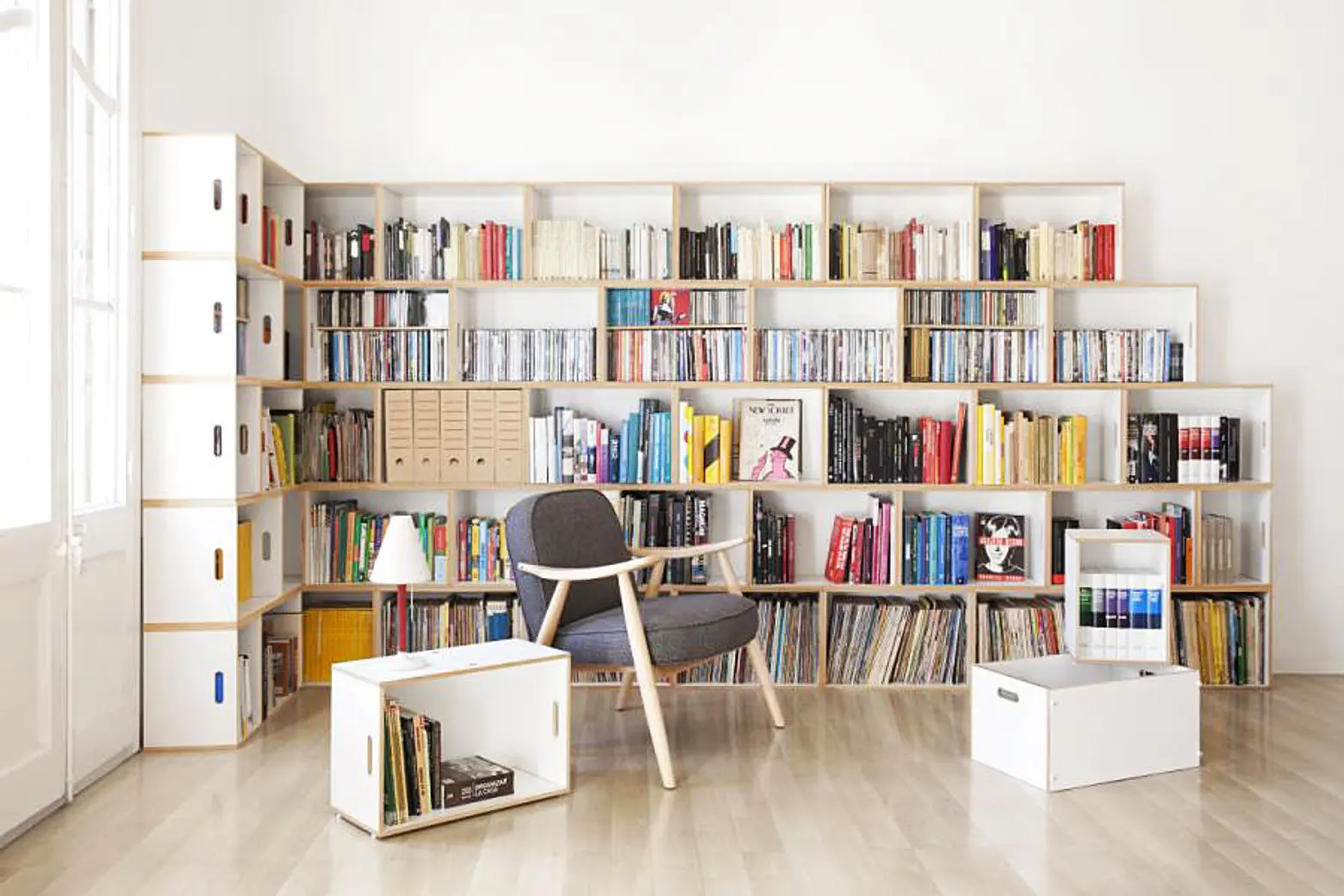 Use BrickBox Modular Shelving to Store Books, Create Room Partitions or Move Homes