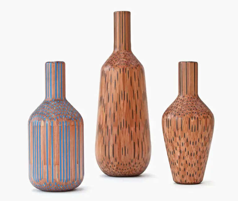 ‘Amalgamated’ Vases Are Made From Hundreds of Pencils Glued Together