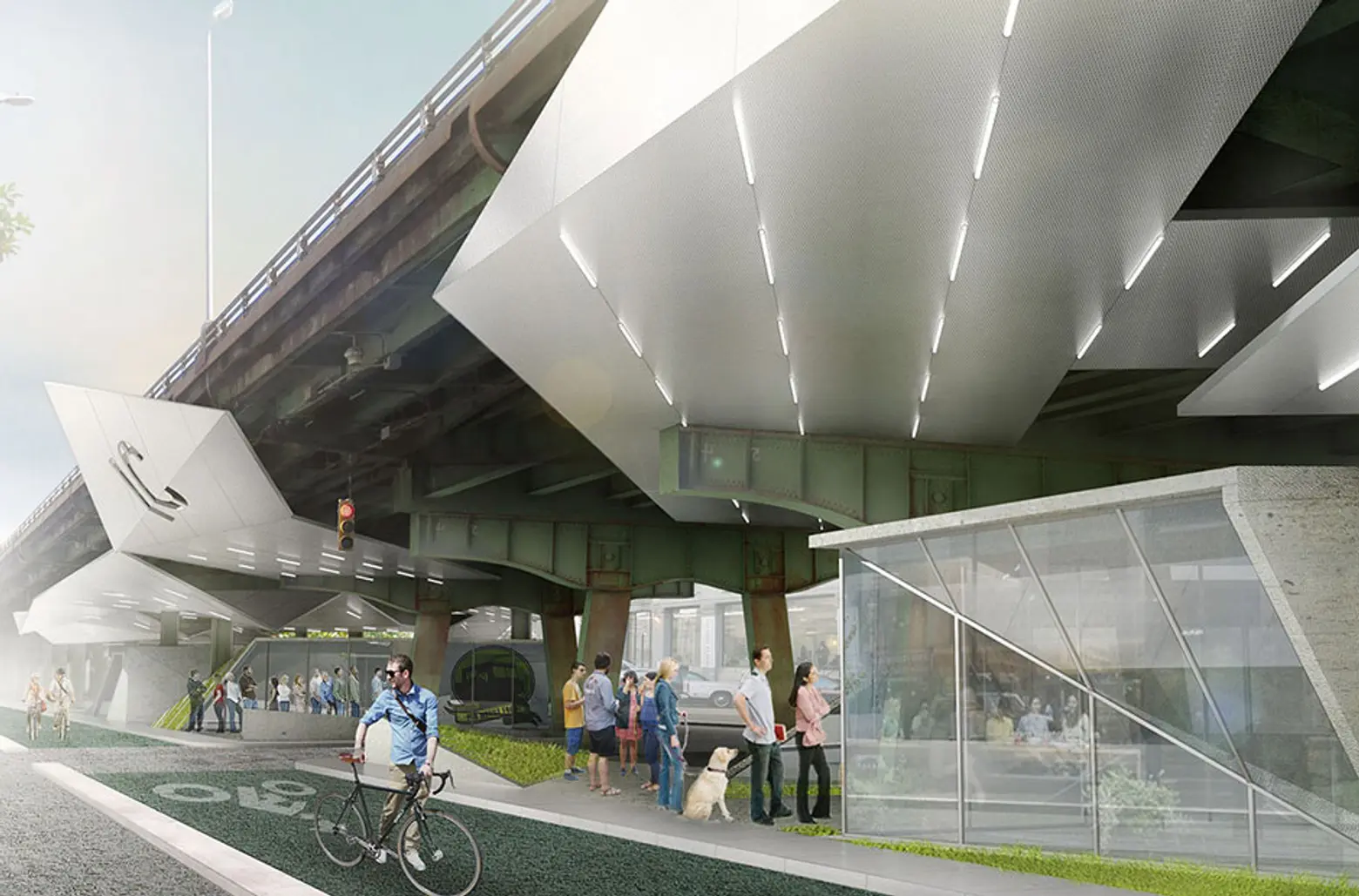 Design Firm Reimagines Neglected Space Under the BQE as a Food Court and Sports Center