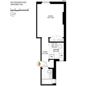 361 Sterling Place, studio, prospect heights, floorplan