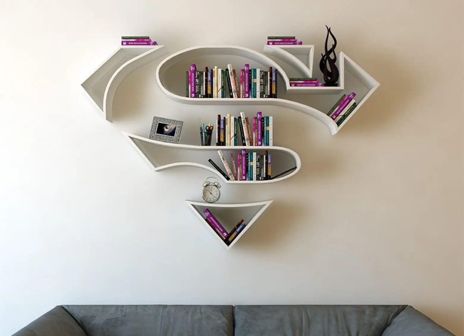Superhero bookshelves transform your living room into a secret urban lair
