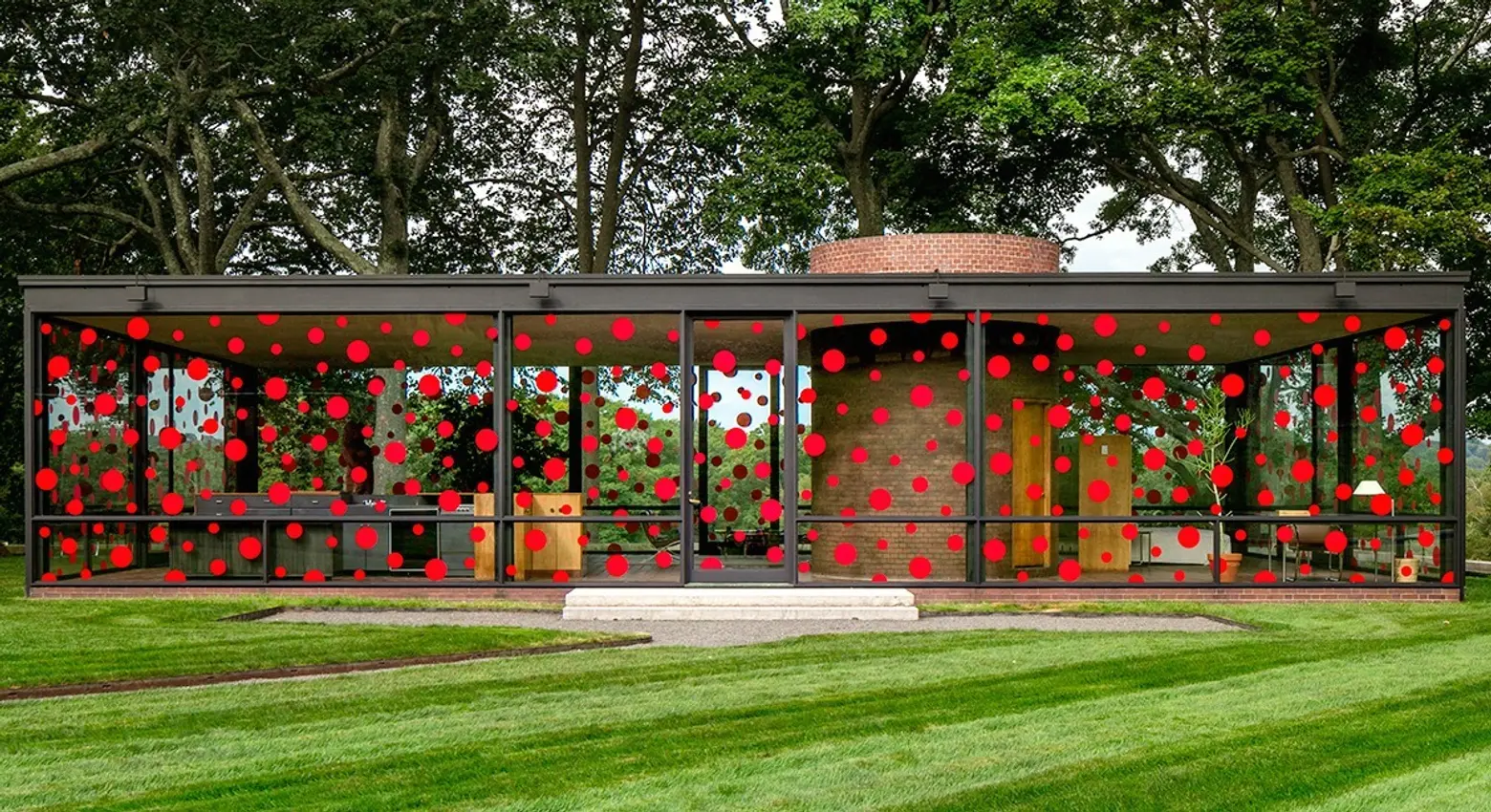 Philip Johnson’s Glass House covered in polka dots; Pantone determines Donald Trump’s color