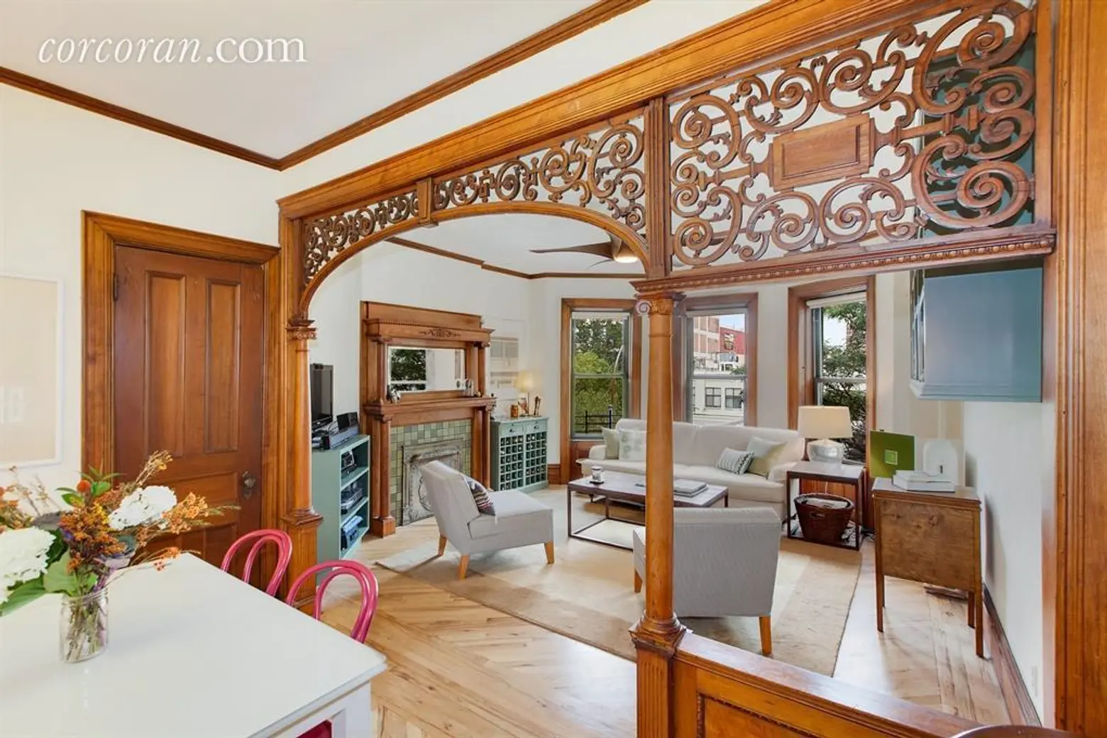 Gorgeous woodwork abounds at this $1.25M prewar co-op in Prospect Heights
