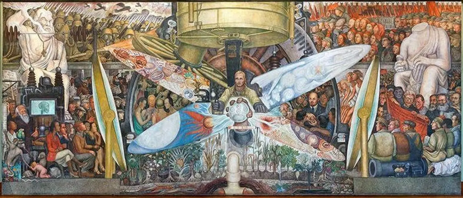 Recreated mural titled "Man, Controller of the Universe" by Rivera Diego