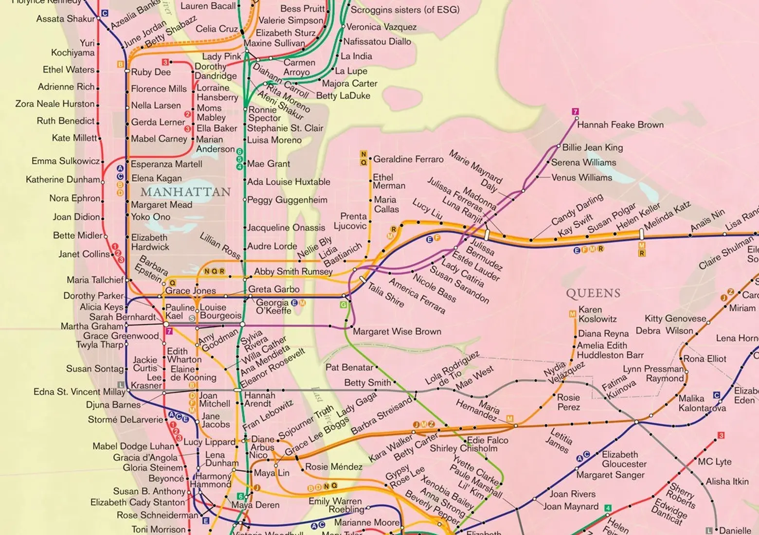 ‘City of Women’ turns the subway map into an homage to the city’s greatest females