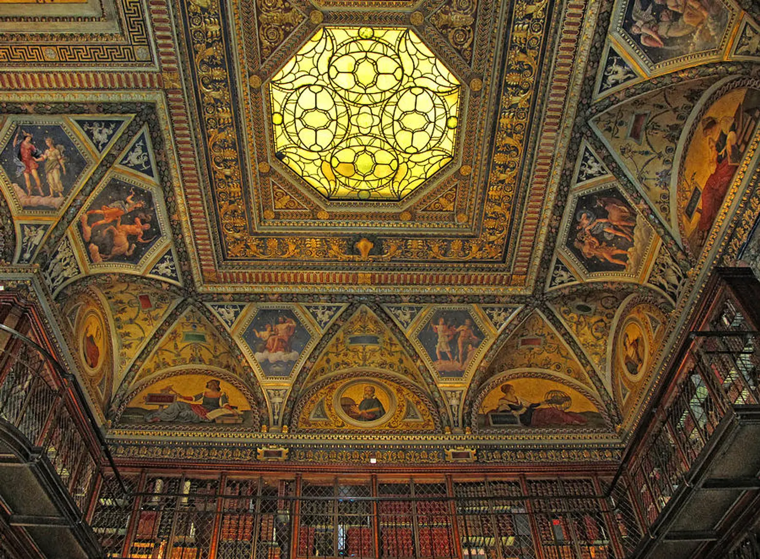 1a. Morgan Library, built 1906. Ceiling detail, 2014. Photo: Baruch College, via Medieval.org