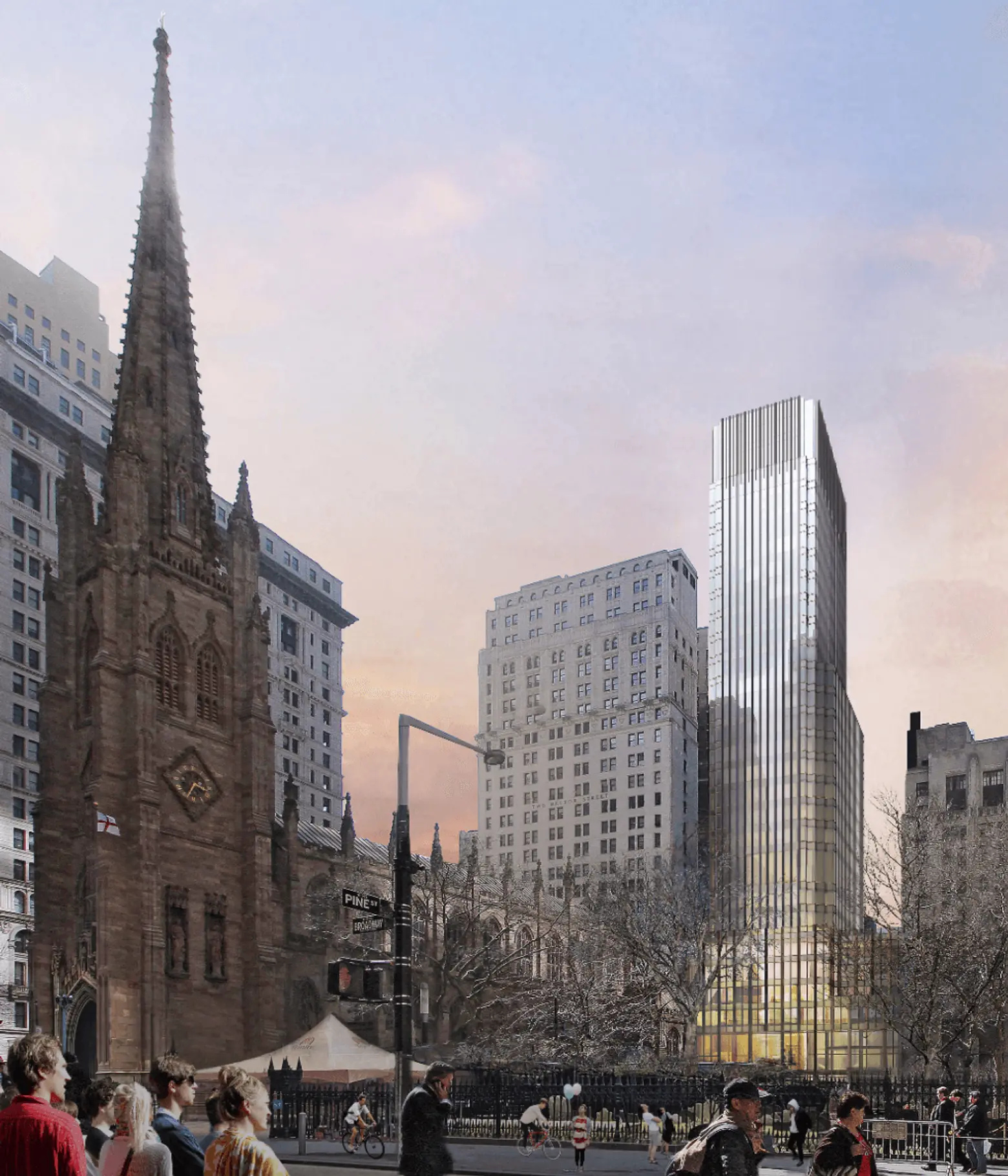 Trinity Church reveals plans for $300M Pelli Clarke Pelli-designed tower to rise behind historic church