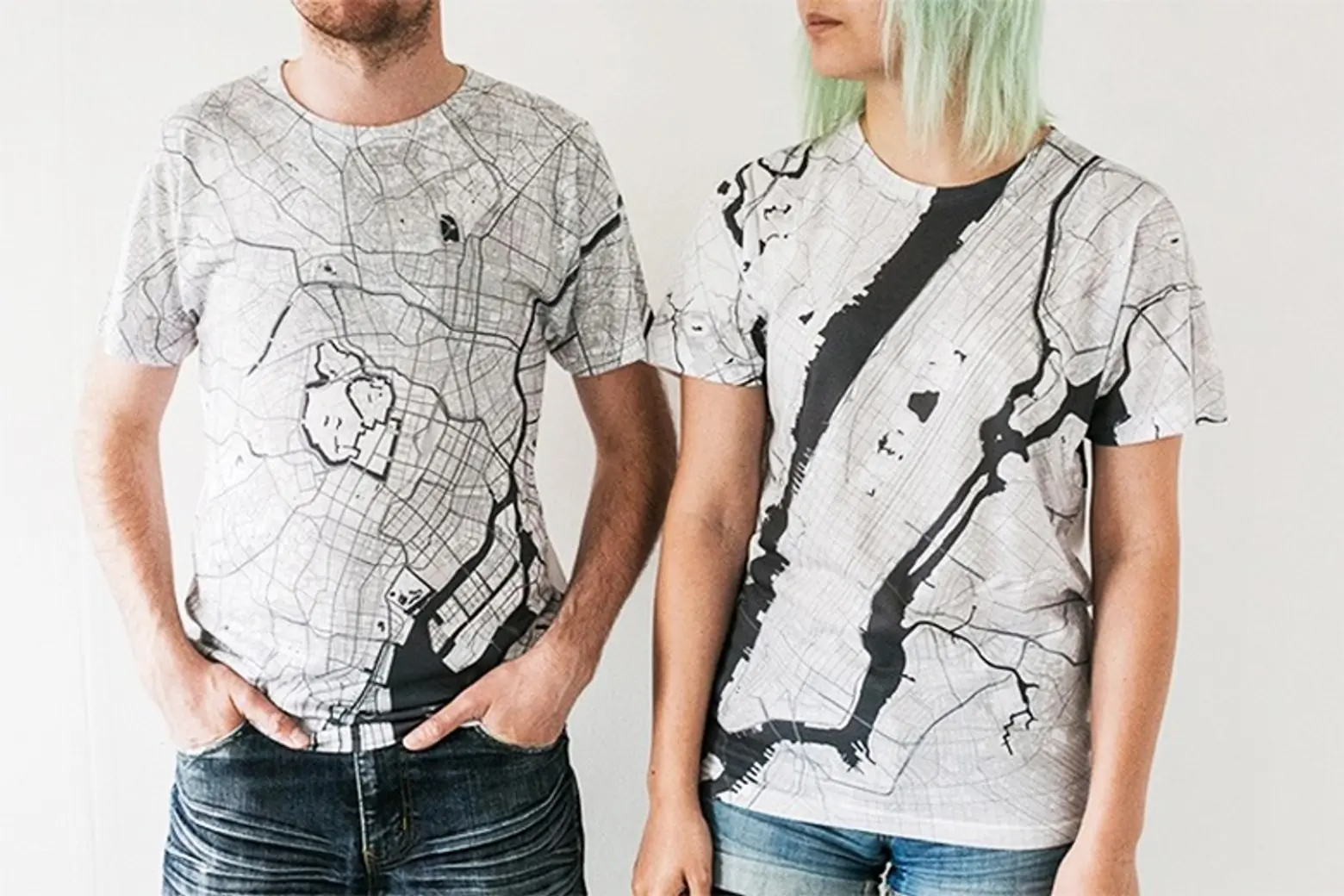 Citee t-shirts are covered with city maps from 230 different locations