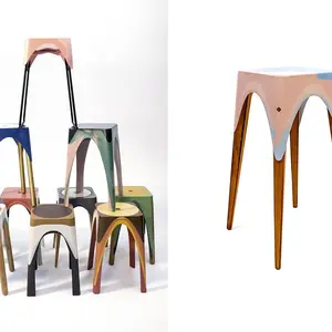 Maor Aharon, "Matter of motion" stools, Centrifugal forces, colorful resins, Israeli design