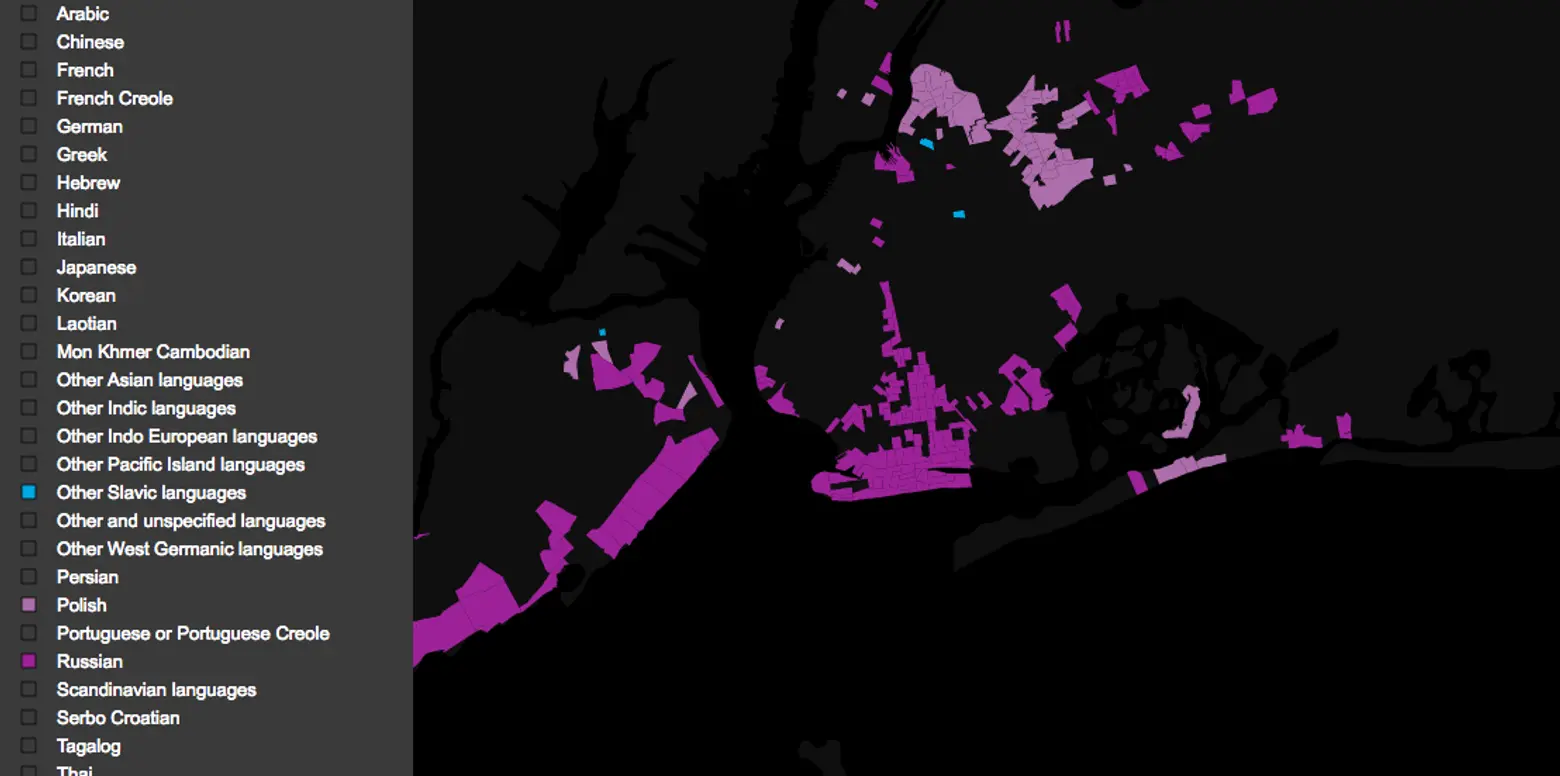 Language map, jill hubley, maps, nyc neighborhoods