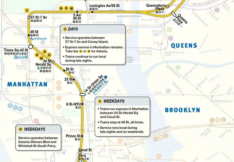The W train returns today, see the MTA’s new service map