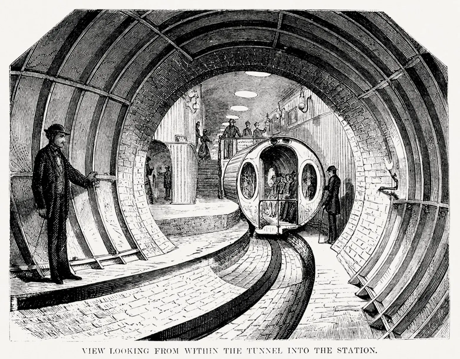 NYC’s first subway was a pneumatic tube that moved passengers one block