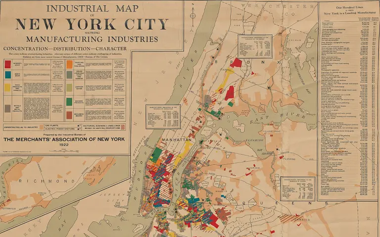 Historic map shows the manufacturing industries of 1919 NYC
