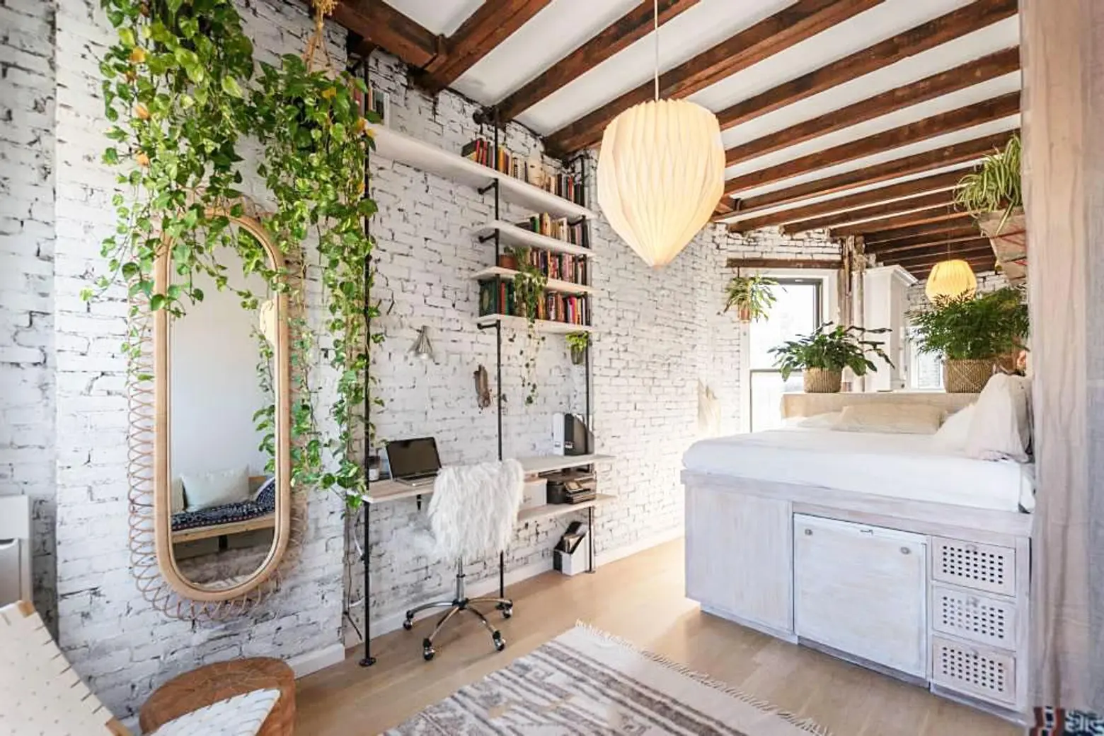 Dreamy furnished studio with lots of greenery asks $3,200/month in the East Village