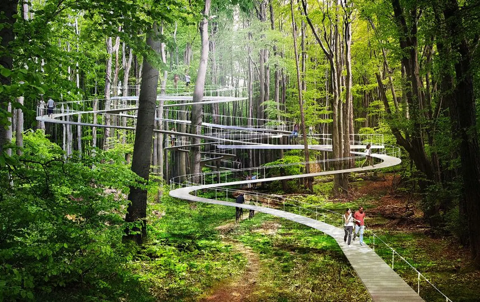 NYC design firm Dror designs a walkway that winds through the forest