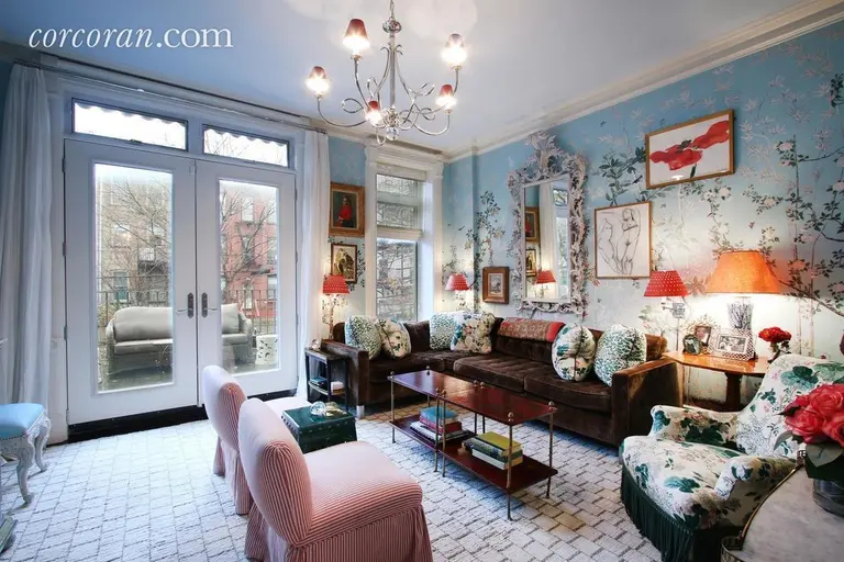 $3.5M South Slope townhouse has incredible custom wall coverings and a home theater