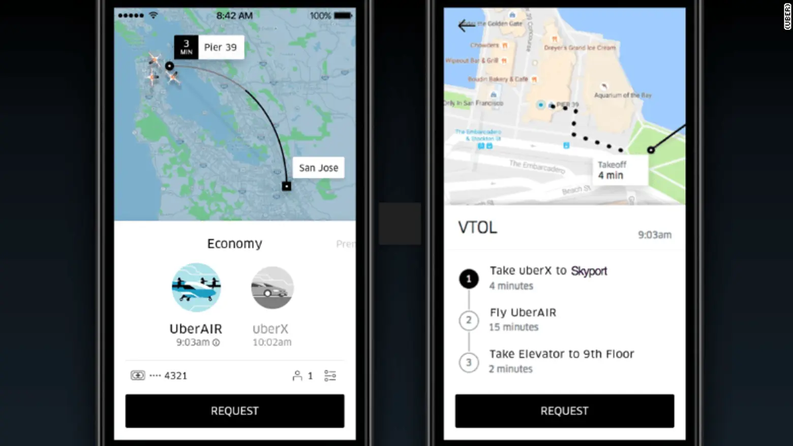 Uber VTOL, Flying Cars, Rendering of uber vtol app