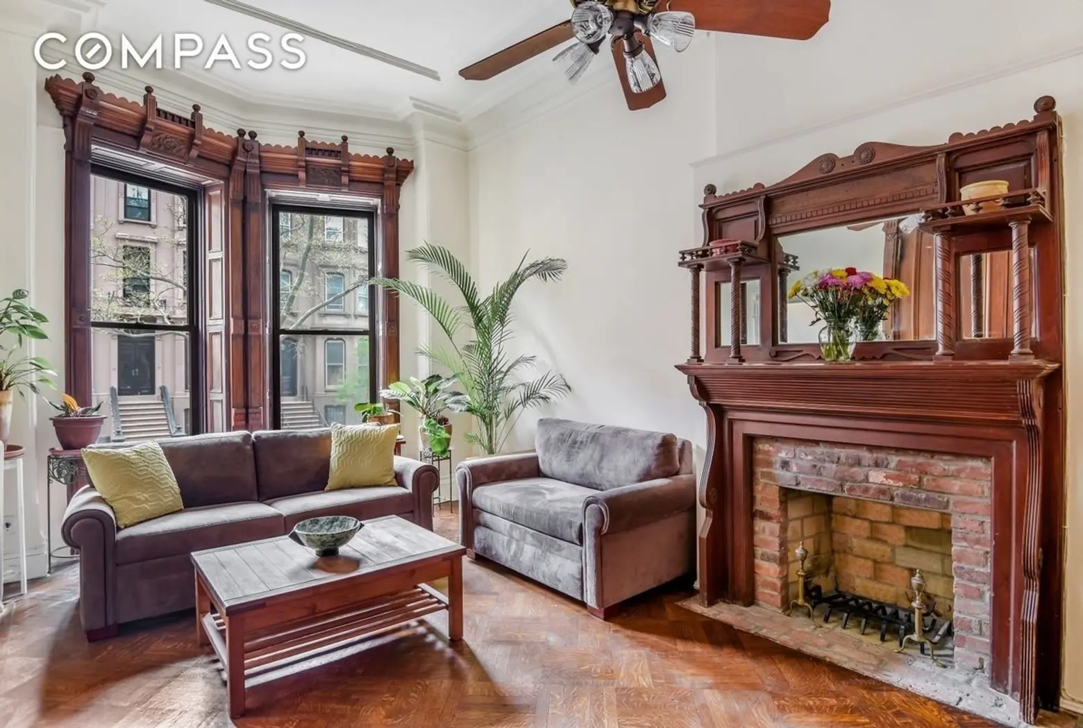 Parlor floor of an 1800s Park Slope brownstone is now a $1.5M two-bedroom co-op