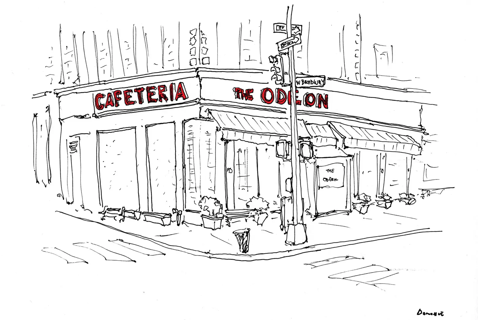 The Odeon NYC, All the Restaurants in New York, John Donohue, NYC restaurant drawings