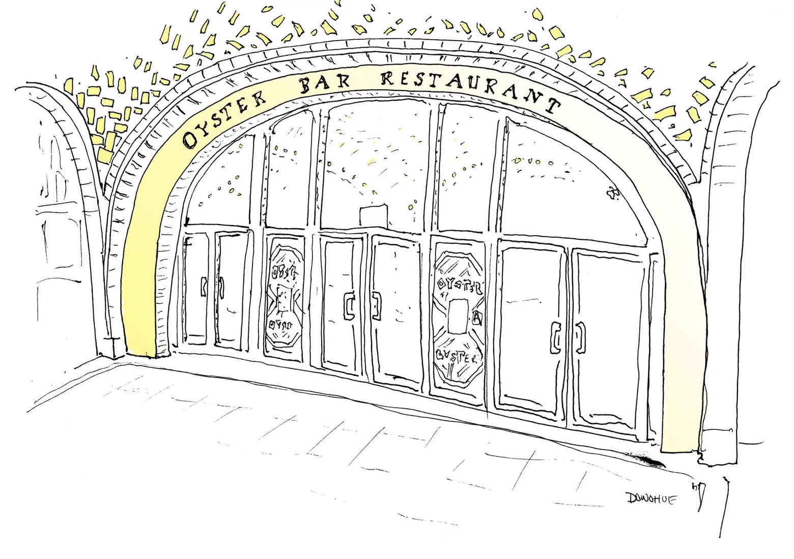 Grand Central Oyster Bar, All the Restaurants in New York, John Donohue, NYC restaurant drawings