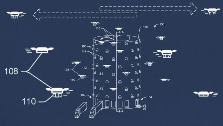 Amazon has patented a drone skyscraper designed for city delivery