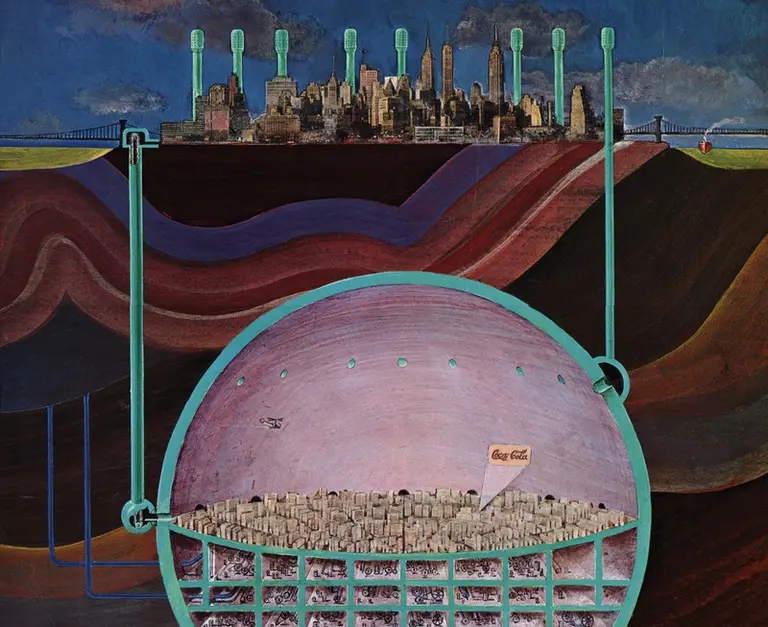 An architect’s 1969 nuclear shelter plan shows a mini-Manhattan built thousands of feet underground