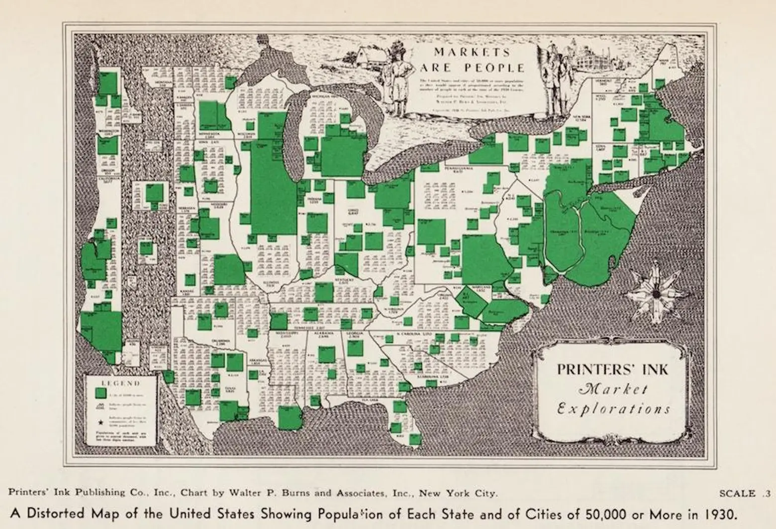 Vintage maps reflect the population distribution of Americans in 1930