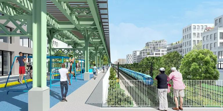 New renderings of proposed Triboro Corridor, 17-stop outer borough light rail and linear park