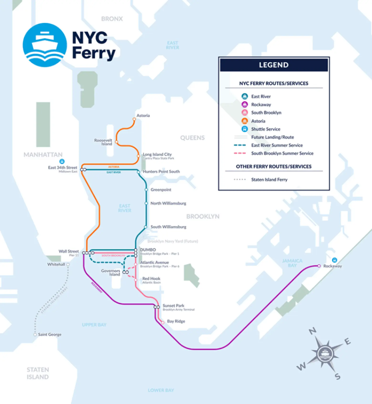 nyc ferry, ferry map