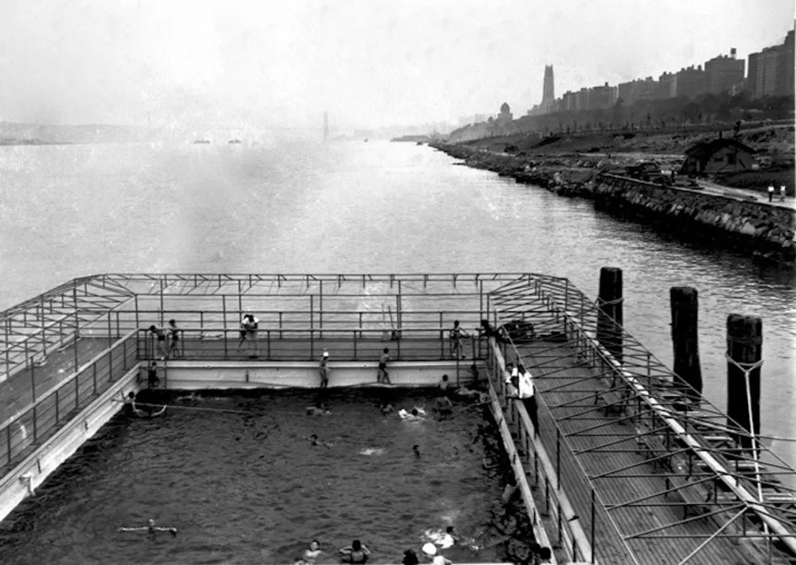 Floating pools on the Hudson and East Rivers kept New Yorkers cool as early as 1870