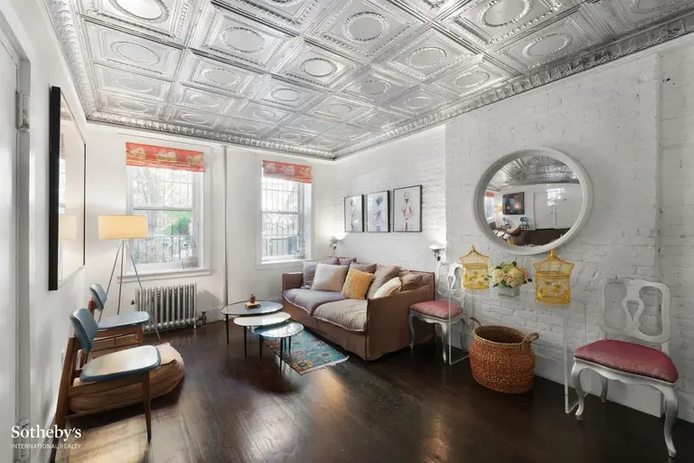$1.55M garden duplex in Gramercy stands out with 1920s tin ceilings