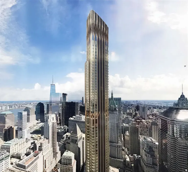 New renderings of Lower Manhattan’s second tallest tower reveal golden Art Deco design