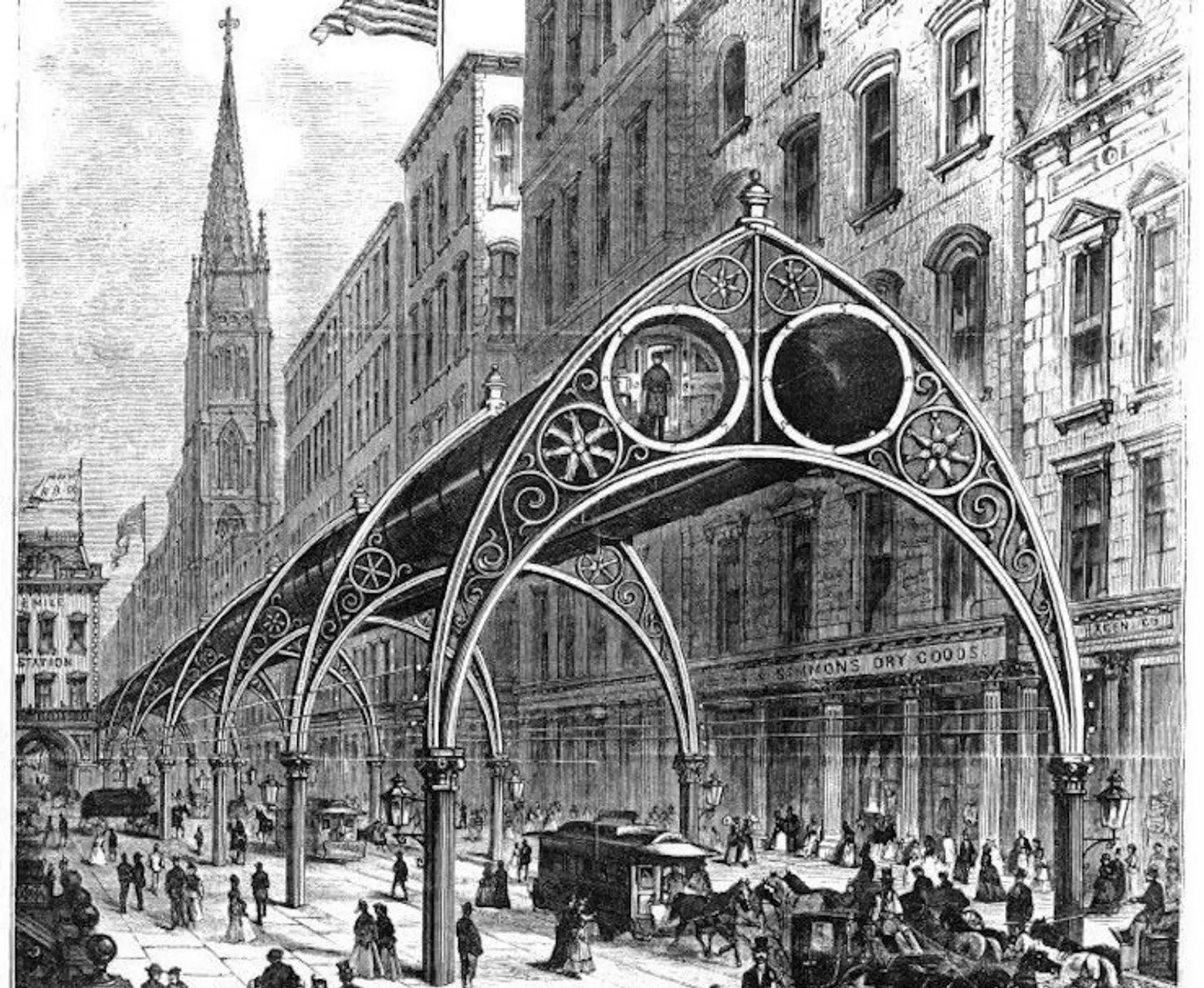 A never-built transit plan would have shuttled New Yorkers through elevated tubes